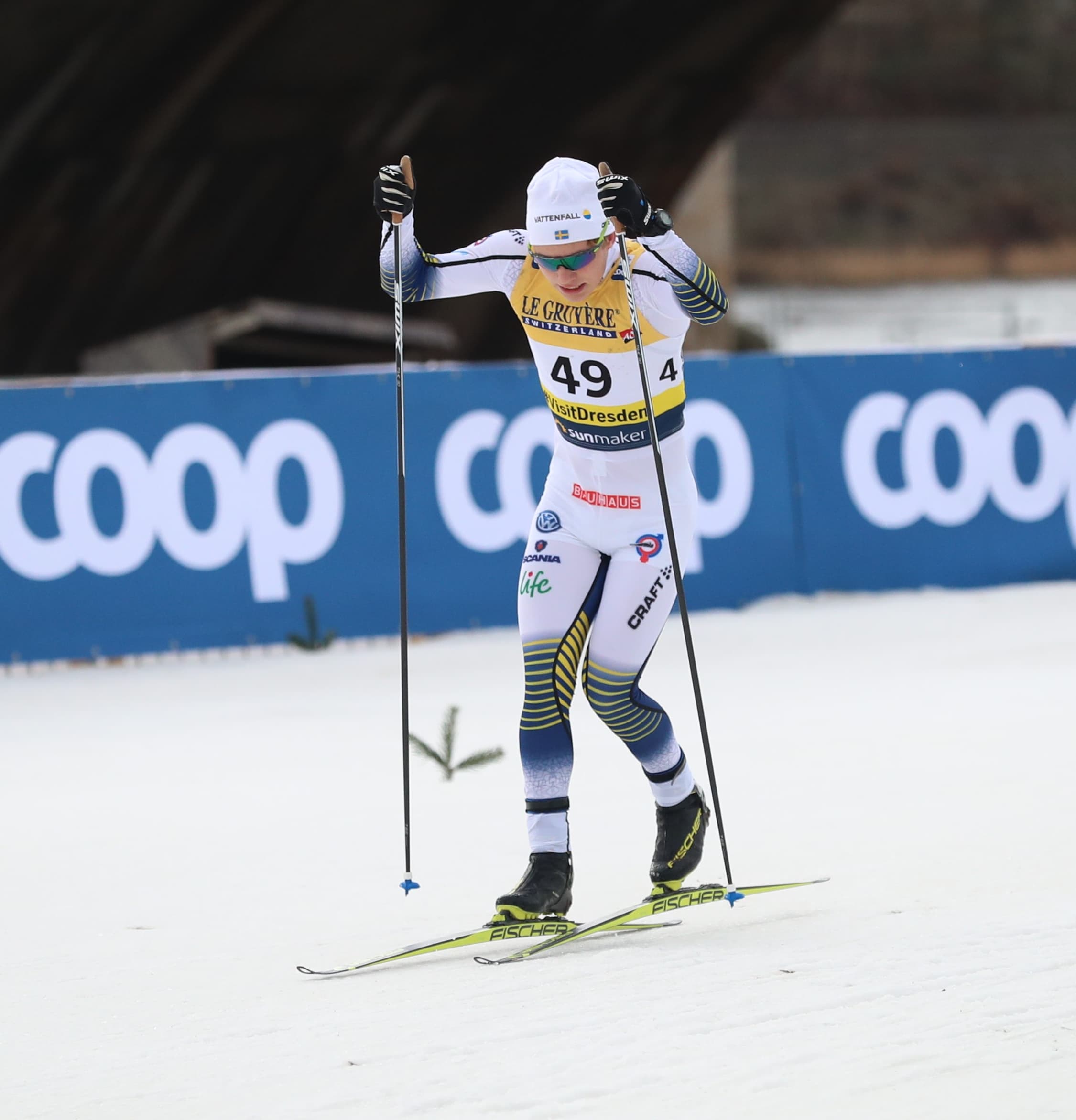 Gustaf Berglund under FIS världscupen i Dresden 2019
